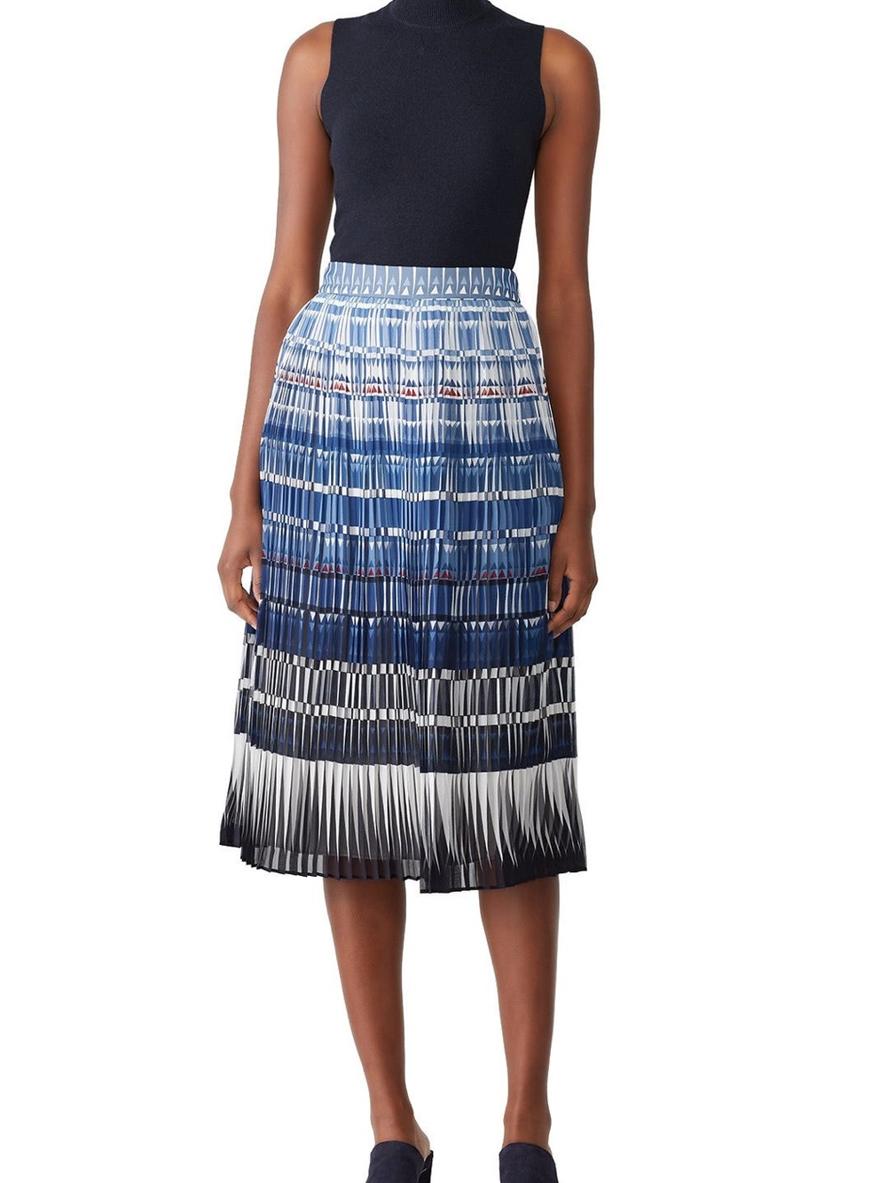 kate spade Blue Ombre Pleated Midi Skirt
